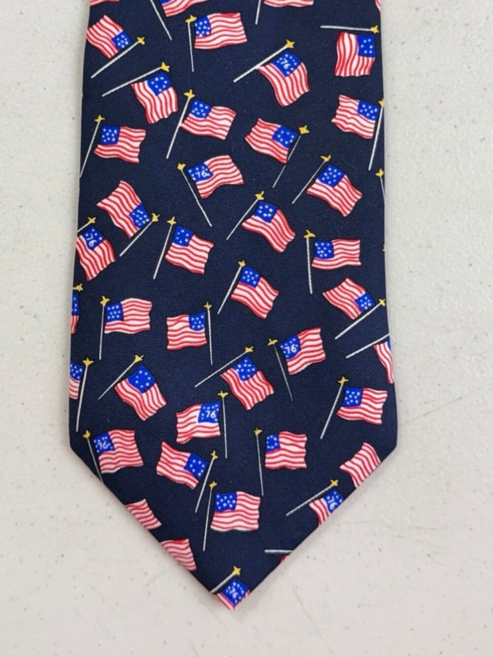 Vintage Betsy Ross American Flag Tie 1776 Silk Patriotic USA Necktie